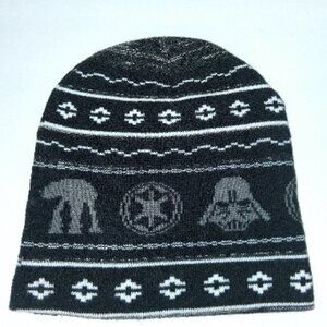 STAR WARS Winter Holiday Beanie Knit Hat Black White Storm Troopers Disney